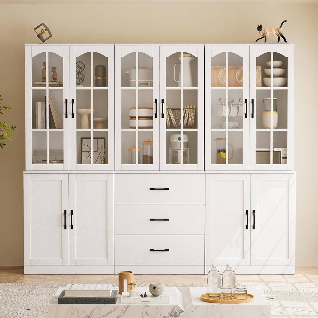 TUSY 71in Tall 6-Tier Bookcase With Glass Door, Drawer, And 23.6in Width - AEA