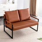 GVJMTKP Two-Seater Sofa Chair With 2 Pillows, PU Leather, Brown - SF-D008-BR