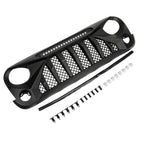 Black Front Grille With LED Off-Road Lights For 07-18 Jeep Wrangler JK - Mars Grille