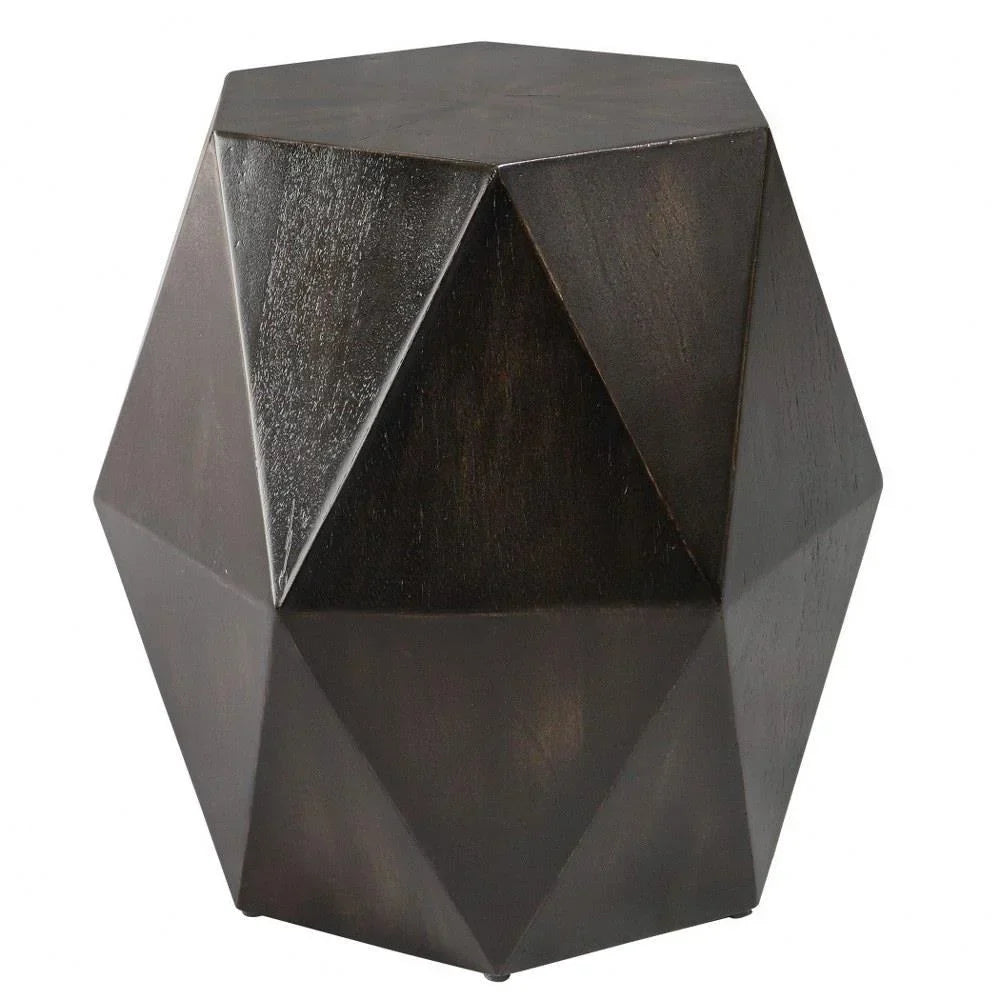 Bailey Street Home Geometric Accent Table, 18 inches Tall x 18 inches Wide, Worn Black/Natural Distress Finish - 208-Bel-4944454