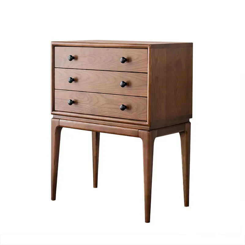 Walnut Ash Wood Chest Cabinet With 3 Drawers, 23.6 x 14.2 x 31.5 in