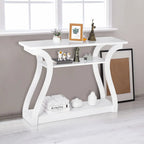 3-Tier Console Table With Storage Shelves - White