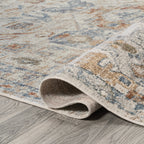Bohemian Medallion Low-Pile Machine-Washable Area Rug, Cream And Terra