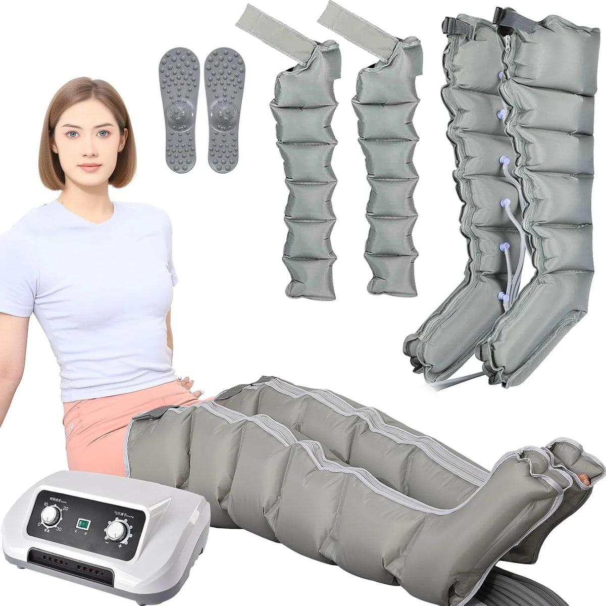 Generique 6-Chamber Pressotherapy Compression Device for Legs, Stomach and Arms - Model 1