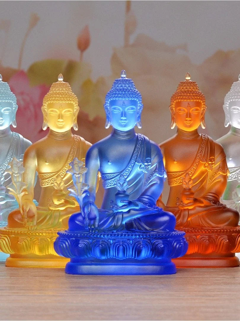 Liu Li Medicine Buddha Crystal Statue Ornament - 4 Inch