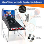 Costway Dual Shot Basketball Arcade Game, Blue, 8 Game Modes, 81in x 43in x 81in