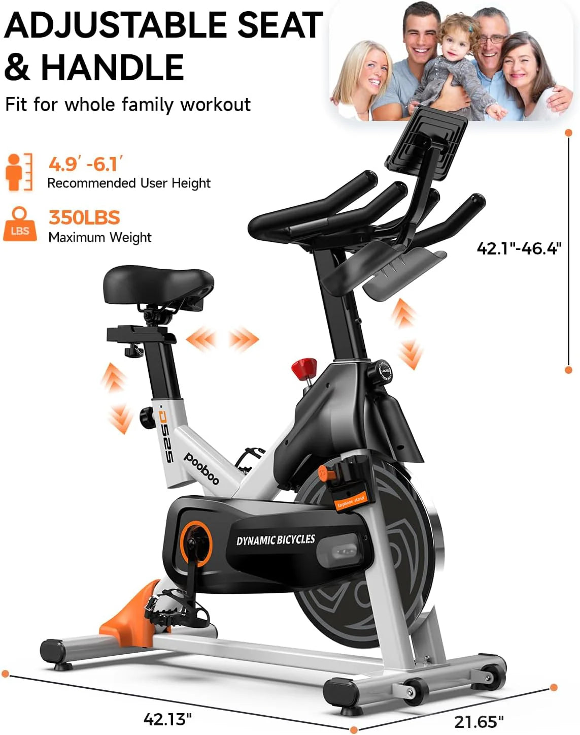 pooboo Indoor Exercise Bike With Adjustable Resistance And Belt Drive