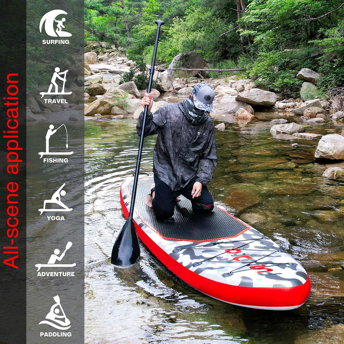 FunWater Inflatable Stand Up Paddle Board, 11 ft x 32 in x 6 in - SUP Paddle Accessories