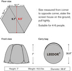 Leedor Screen House Tent Outdoor Canopy 10' x 10' x 7' H Gray