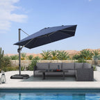 PURPLE LEAF 10 Feet Square Patio Cantilever Umbrella, Navy Blue