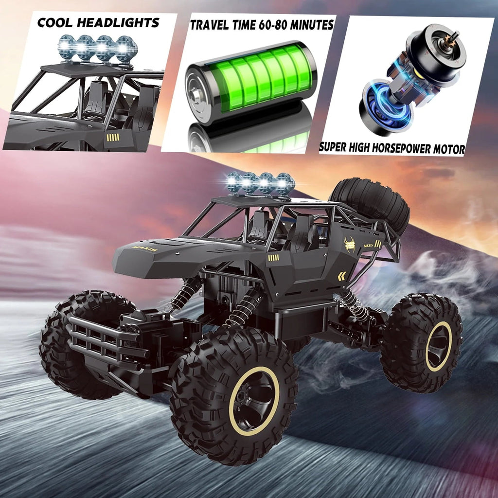 4DRC 1:12 RC Off-Road Truck 2.4G 4WD Dual Motors Metal Shell Black - 4DRC