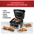 Ninja Foodi 5-in-1 Indoor Electric Grill With Air Fry, 4-qt Crisper Basket, Black/Silver - AG301
