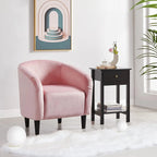 Velvet Accent Barrel Chair With Armrest And Low Back, Pink - 28x26x29in