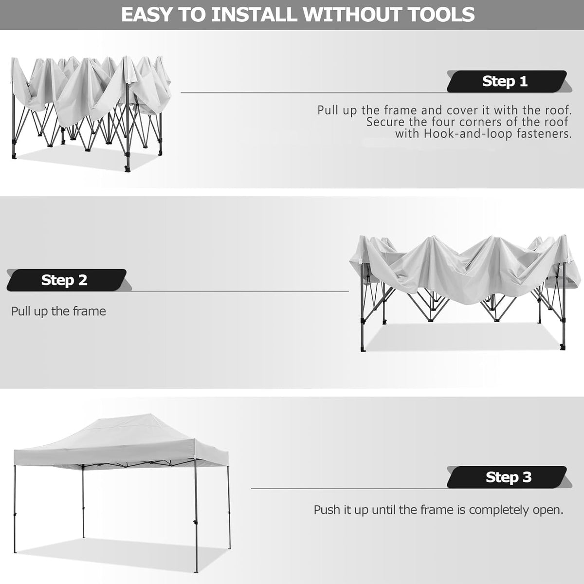 COBIZI Pop-Up Canopy Tent 10x15ft With 4 Sidewalls, White