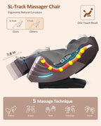 RELX Full Body Massage Chair, 20 Modes, 53-inch SL-Track, Brown
