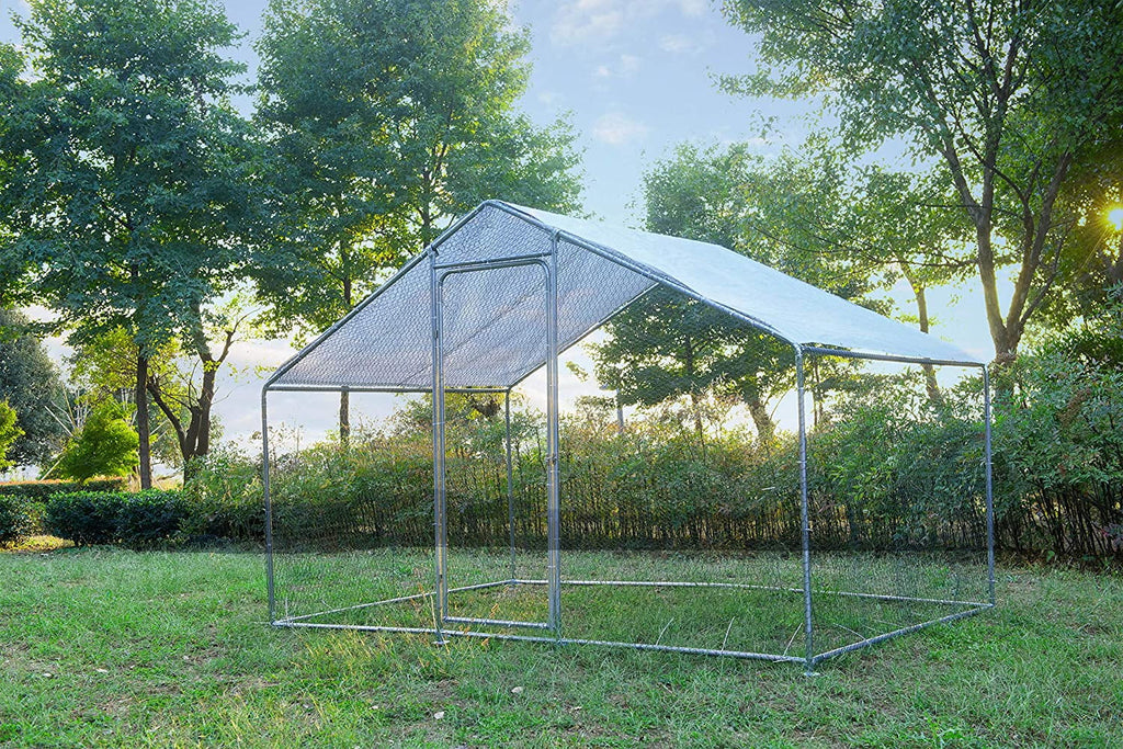 Phonjoroo Metal Chicken Coop With Run Cover, 10 ft L x 6.6 ft W x 6.6 ft H (79.2 in H x 79.2 in W x 120 in D)