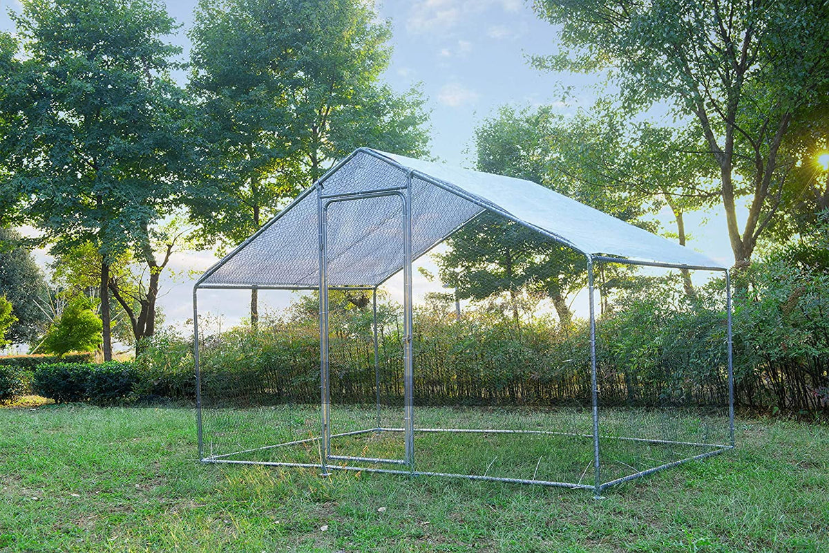Phonjoroo Metal Chicken Coop With Run Cover, 10 ft L x 6.6 ft W x 6.6 ft H (79.2 in H x 79.2 in W x 120 in D)