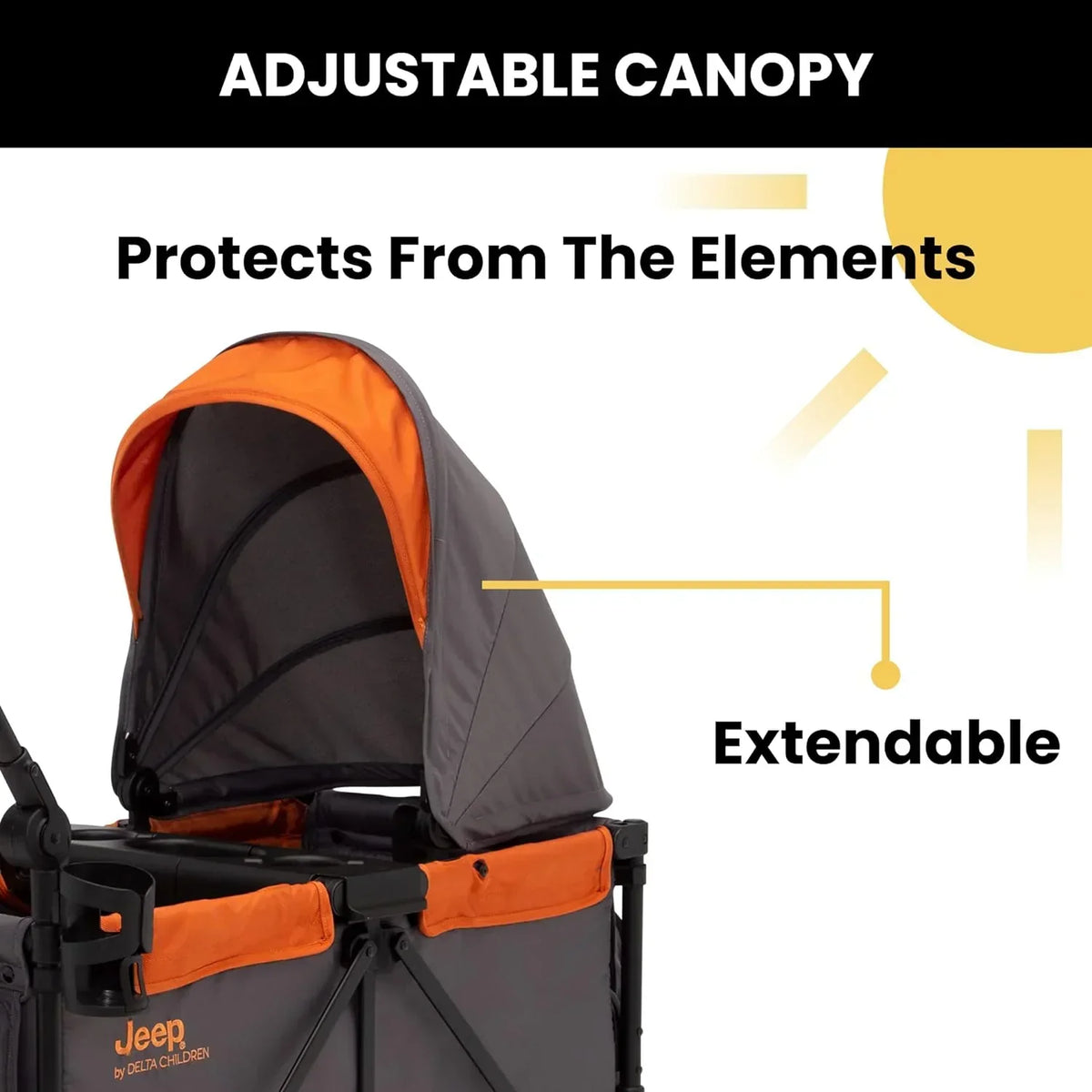 Jeep Sport All-Terrain Stroller Wagon With Canopy And Parent Organizer