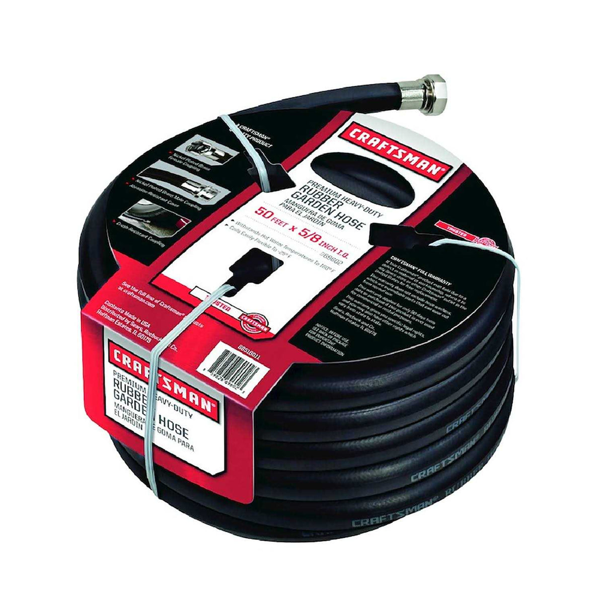 Craftsman Premium Garden Hose 5/8 in x 50 ft Black Rubber