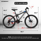 27.5 Inch Full Suspension Mountain Bike With Front And Rear Dual Shock Absorbers, Mechanical Disc Brakes, 21-Speed - A2760
