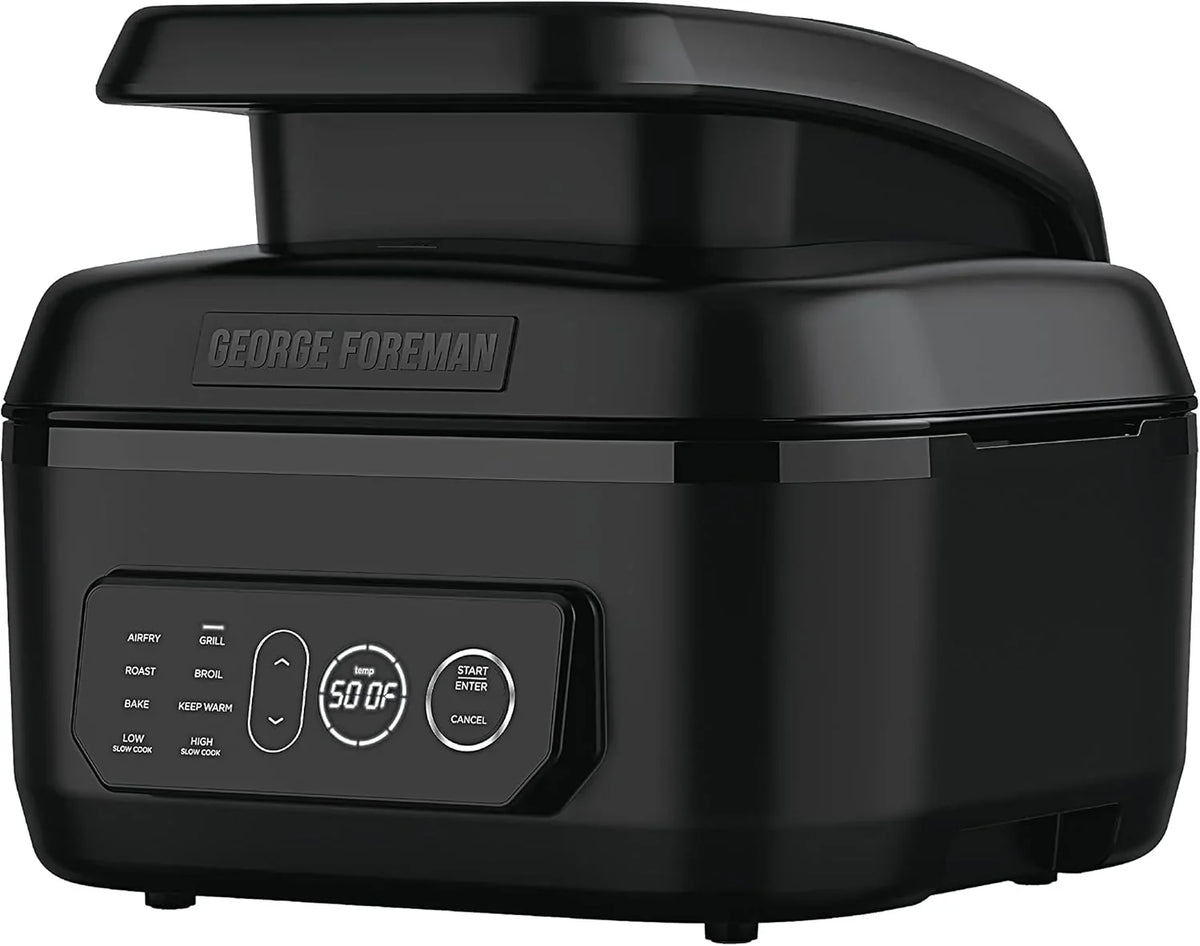 George Foreman 7-in-1 Electric Indoor Grill With Air Fry Technology, Black, Large - MCAFD800D