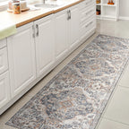 Bohemian Medallion Low-Pile Machine-Washable Area Rug, Cream And Terra