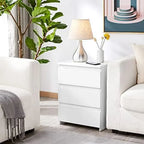 AYFDEGT 2PCS 3-Drawer White Bedside Tables - 18in L x 14in W