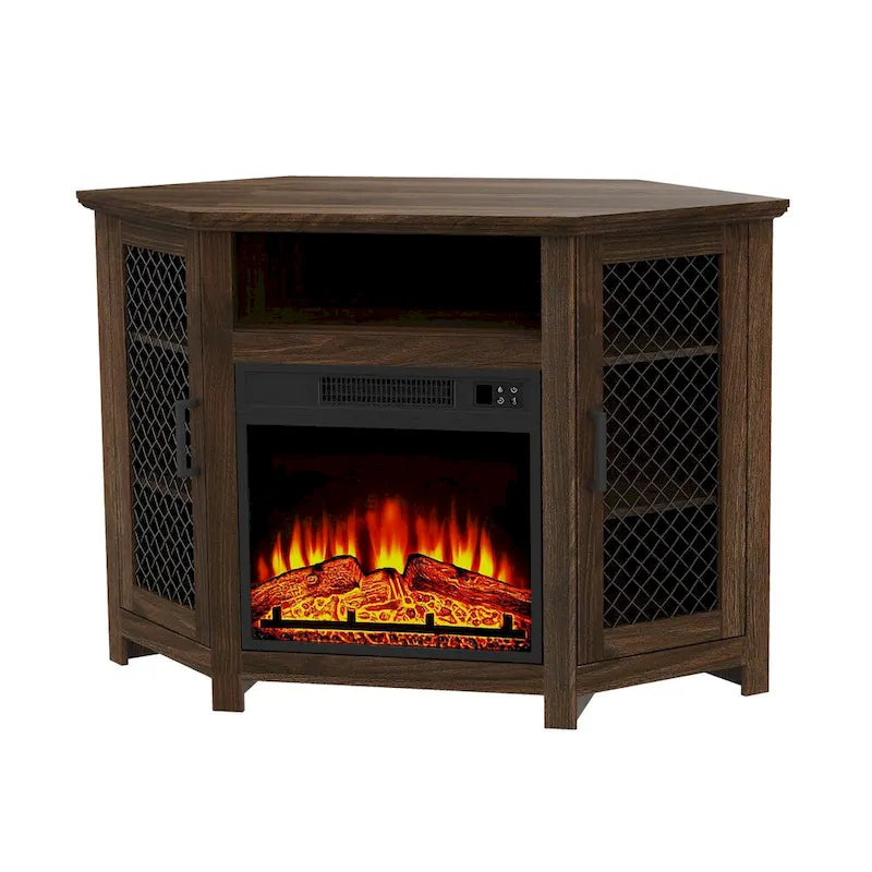 45 inch Industrial Corner Electric Fireplace TV Stand Console Table - 17 Electric Fireplace