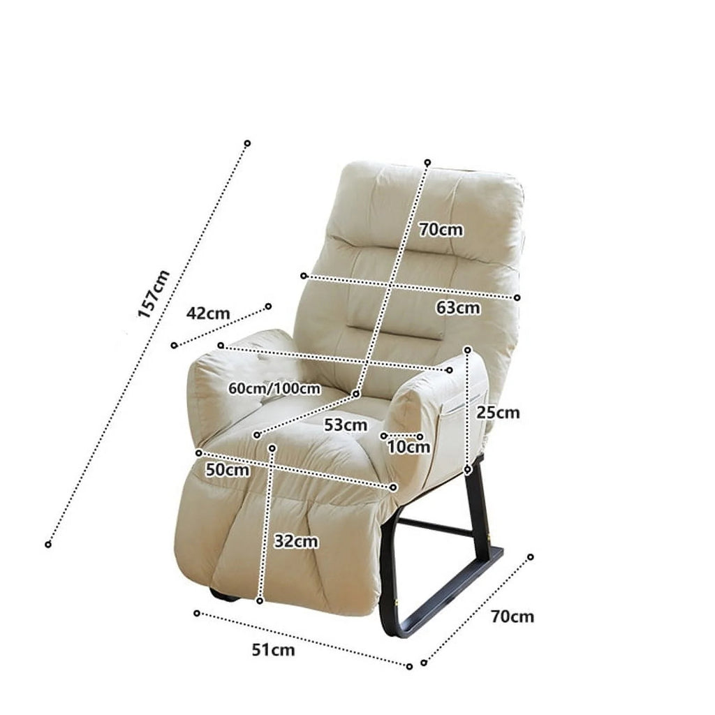 HDUTNGISN Recliner Armchair With Adjustable Backrest, White, 20 x 27.5 x 61.8 in