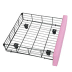 Twin Upholstered Bed Frame With LED Lights, Crown Headboard, Drawer, Pink+White - 76.8L x 44.1W x 51H