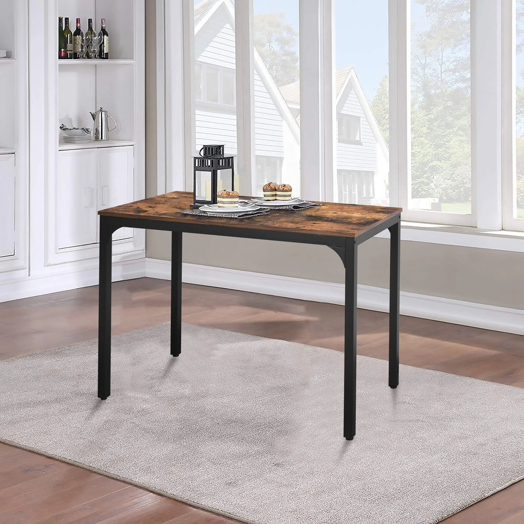 VEIKOUS 47in Industrial Dining Table Desk With Adjustable Footpad And Metal Frame