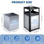 Outdoor Commercial Trash Can, 40 Gallon, Steel Mesh With Metal Liner - Black