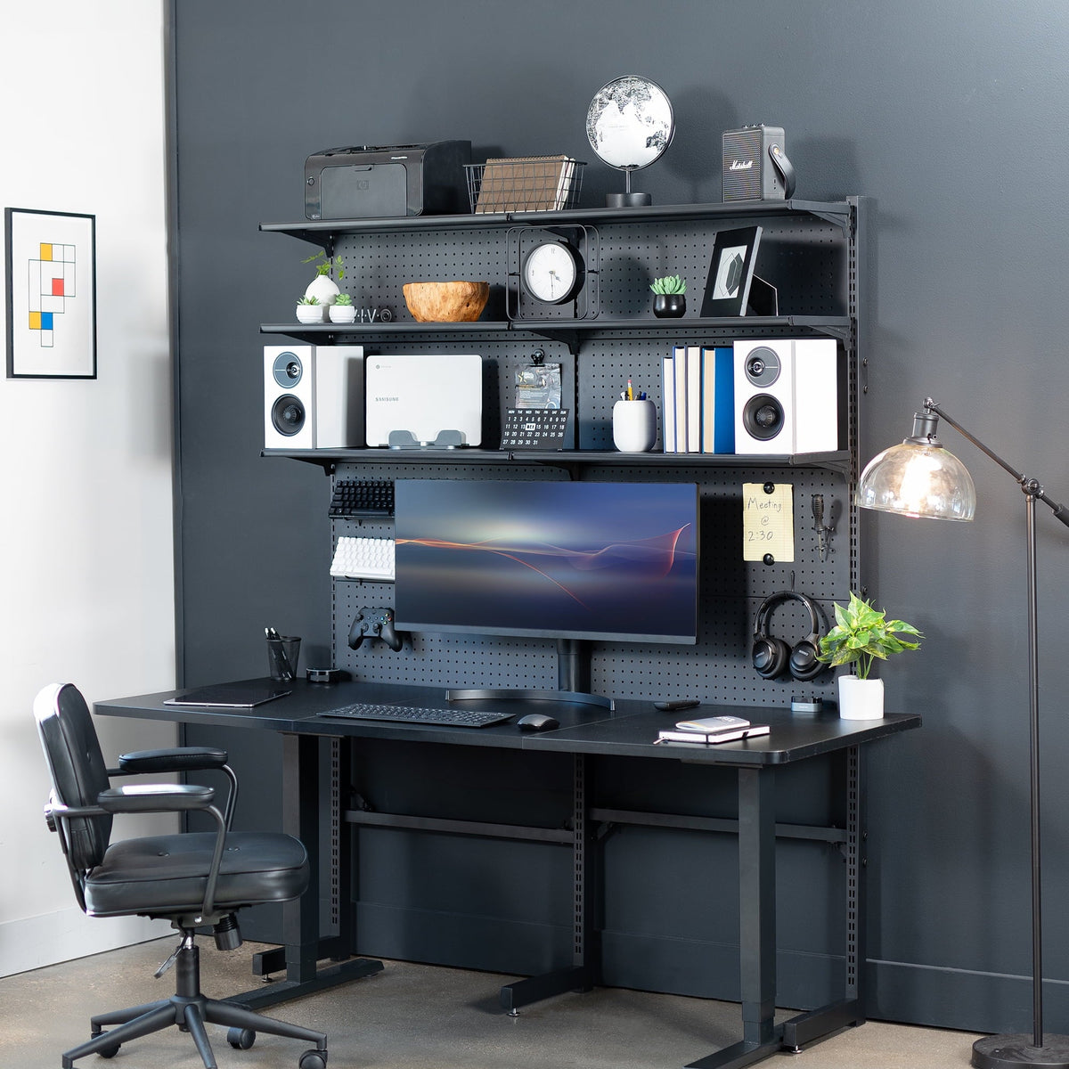VIVO Black Freestanding Modular Pegboard Organizer With 3-Tier Organization - PP-2-PB058