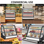 Commercial Countertop Refrigerated Display Case - 130L (4.6 Cu. Ft.), Tempered Glass, LED Lighting
