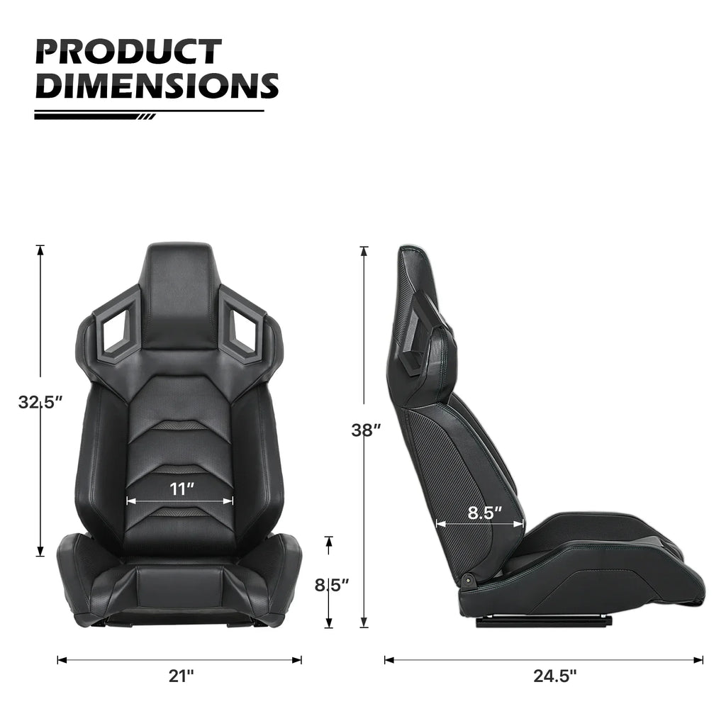 MoNiBloom Racing Simulator Game Seat, Black, 21.0 x 20.5 x 38.0 in, 330lbs, 80-180 Degree Backrest