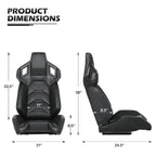 MoNiBloom Racing Simulator Game Seat, Black, 21.0 x 20.5 x 38.0 in, 330lbs, 80-180 Degree Backrest