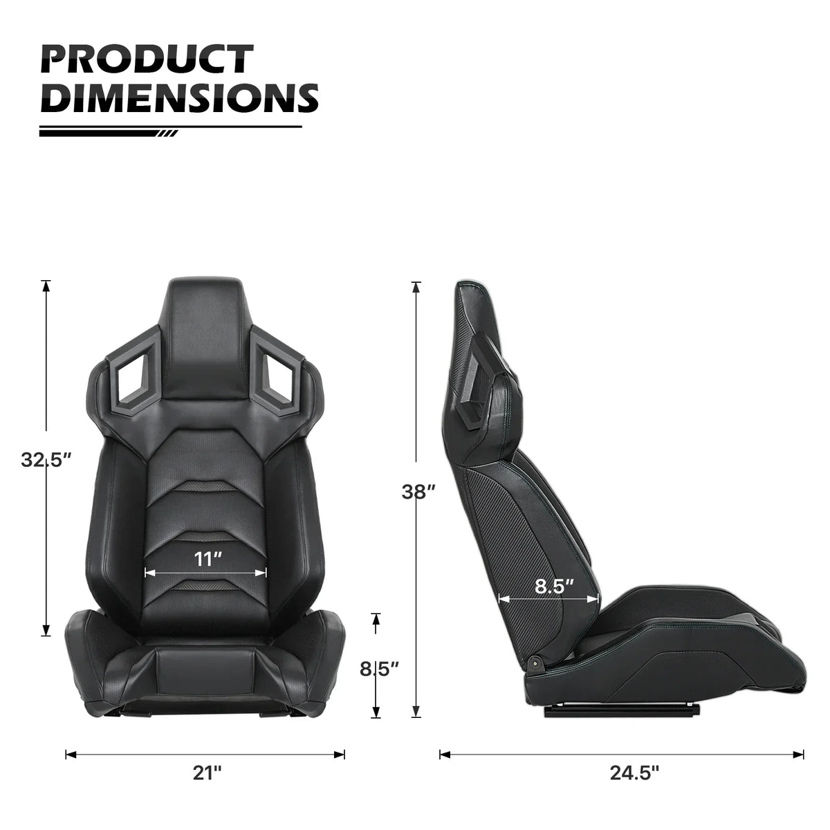 MoNiBloom Racing Simulator Game Seat, Black, 21.0 x 20.5 x 38.0 in, 330lbs, 80-180 Degree Backrest