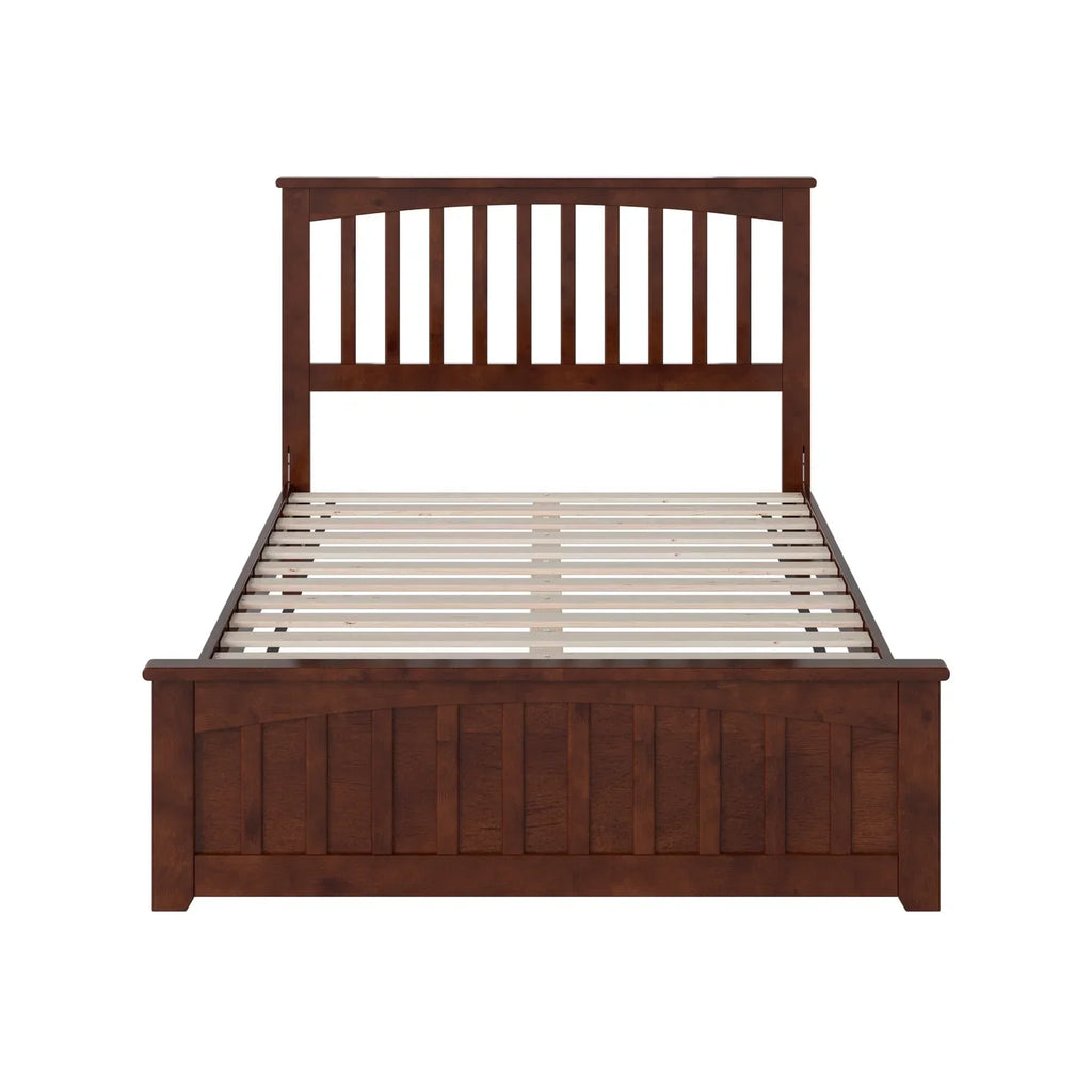 AFI Becket Full Solid Wood Low Profile Platform Bed With Matching Footboard, Walnut