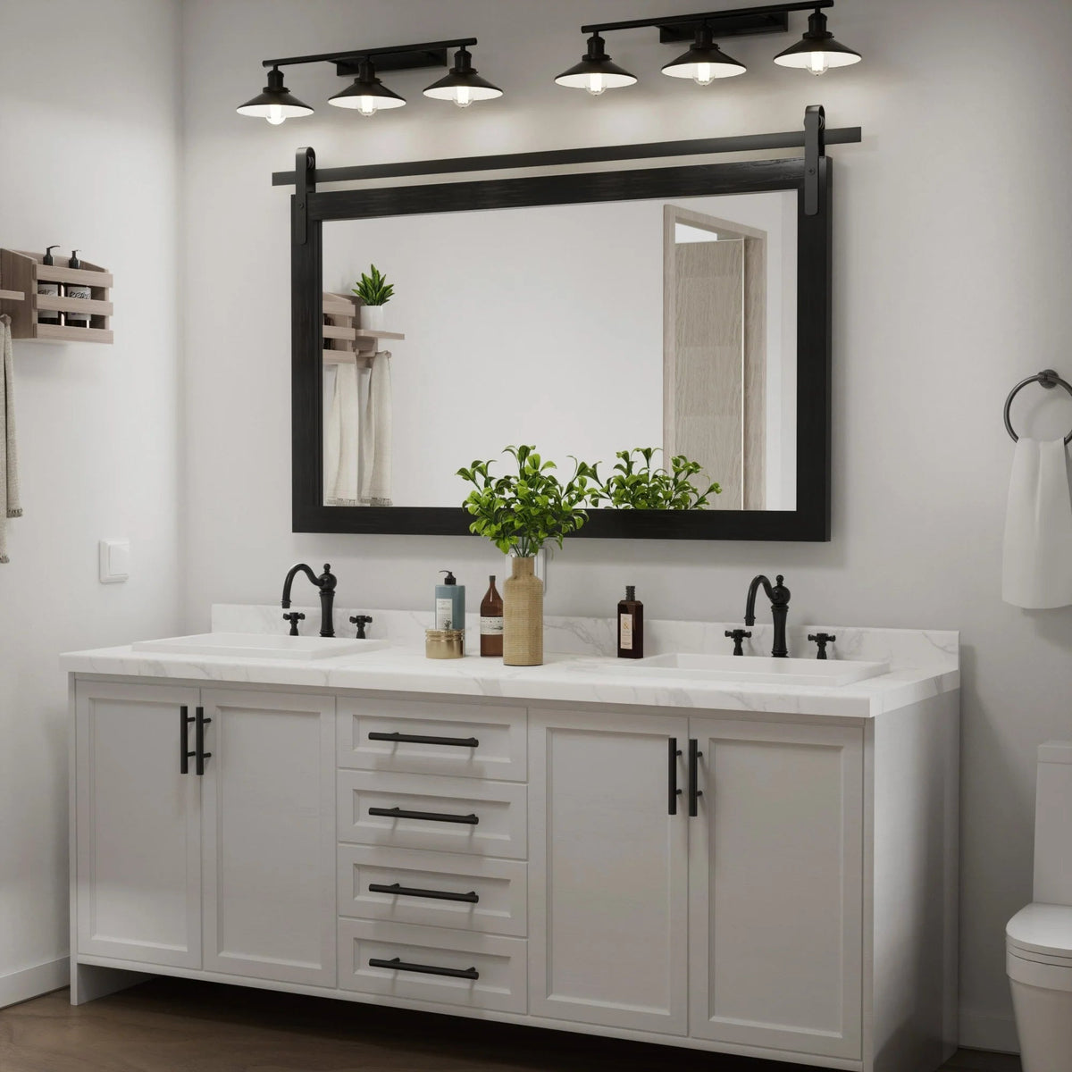Rectangular Wall Mirror With Wood Frame, 18 x 26 in, 22 x 30 in, 24 x 36 in, or 40 x 26 in - Multiple Sizes