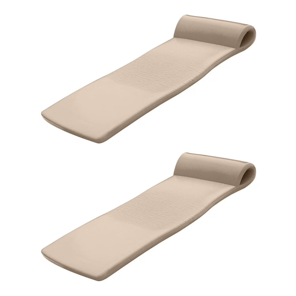 TRC Recreation Sunsation Foam Pool Float Lounger With Headrest, 1.75 in Thick, 2 Pack, Bronze