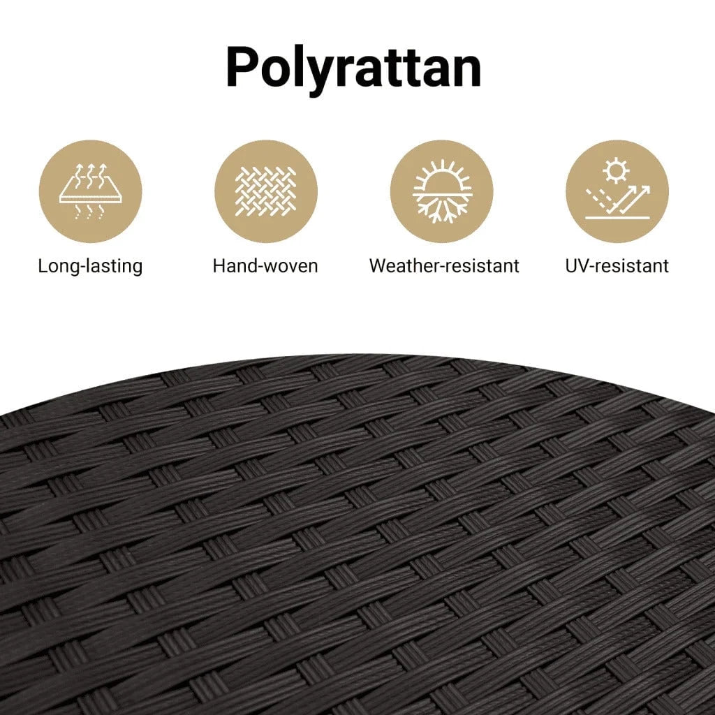 vidaXL Outdoor Poly Rattan Storage Bench With Cushion, Black, 45.3 x 20.1 x 20.5 in