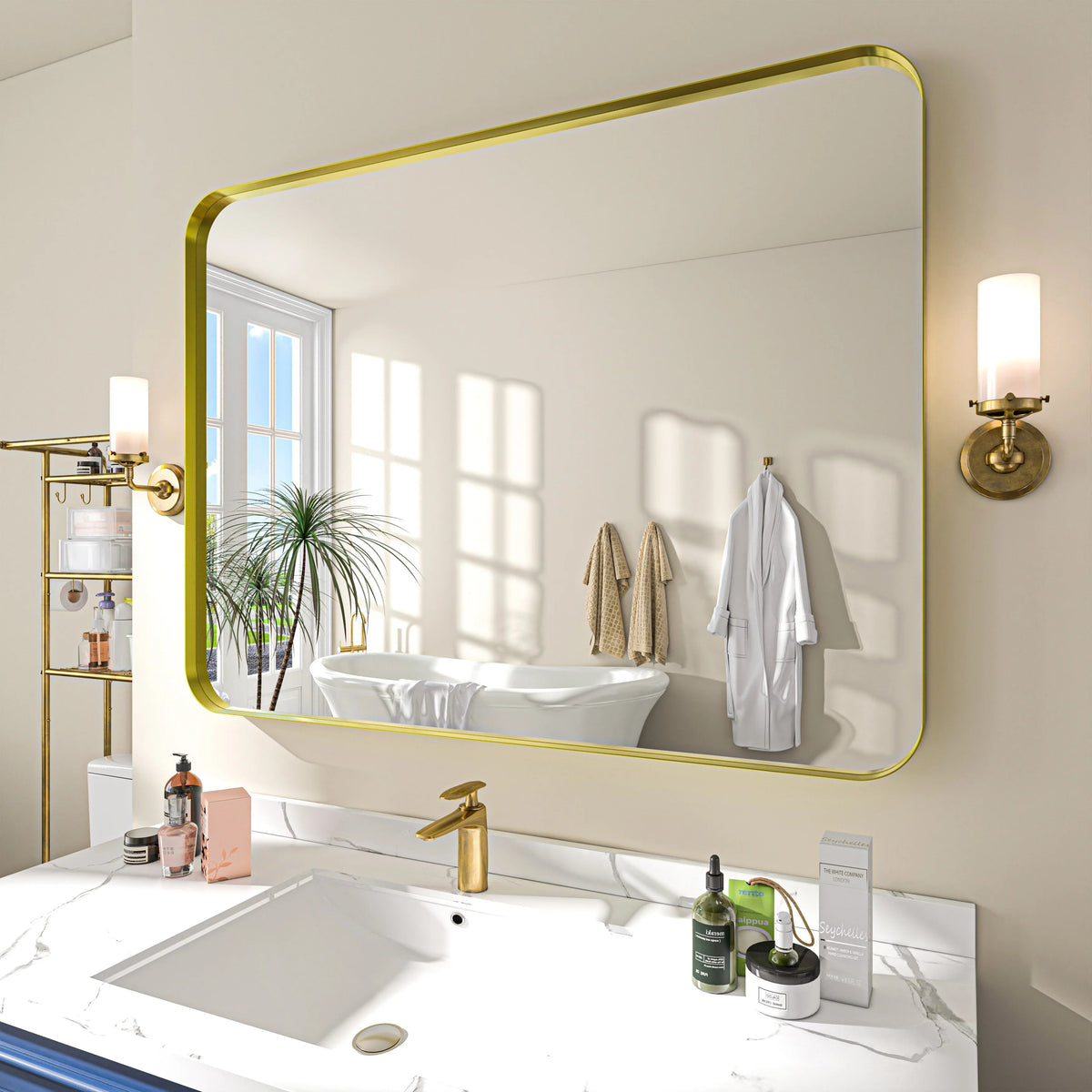 Aluminum Alloy Rounded Corner Wall Vanity Mirror