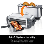 Ninja Foodi 2-in-1 Flip Toaster And Compact Toaster Oven, 2-Slice, 1500 Watts - ST100