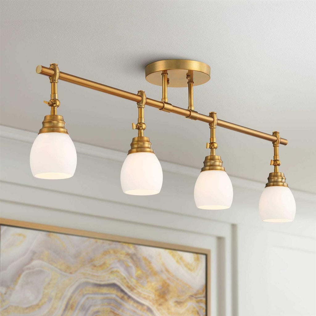 Pro Track 4-Head Wall Or Ceiling Track Light Fixture Kit, Warm Gold - Elm Park