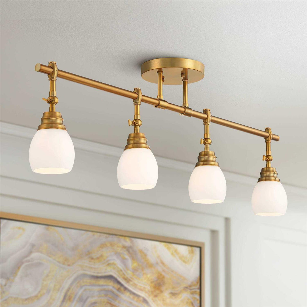 Pro Track 4-Head Wall Or Ceiling Track Light Fixture Kit, Warm Gold - Elm Park