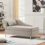 Andeworld Upholstered Tufted Chaise Lounge Chair, Faux Suede, Khaki