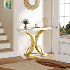 Console Table With Faux Marble MDF Top And Gold Metal Frame