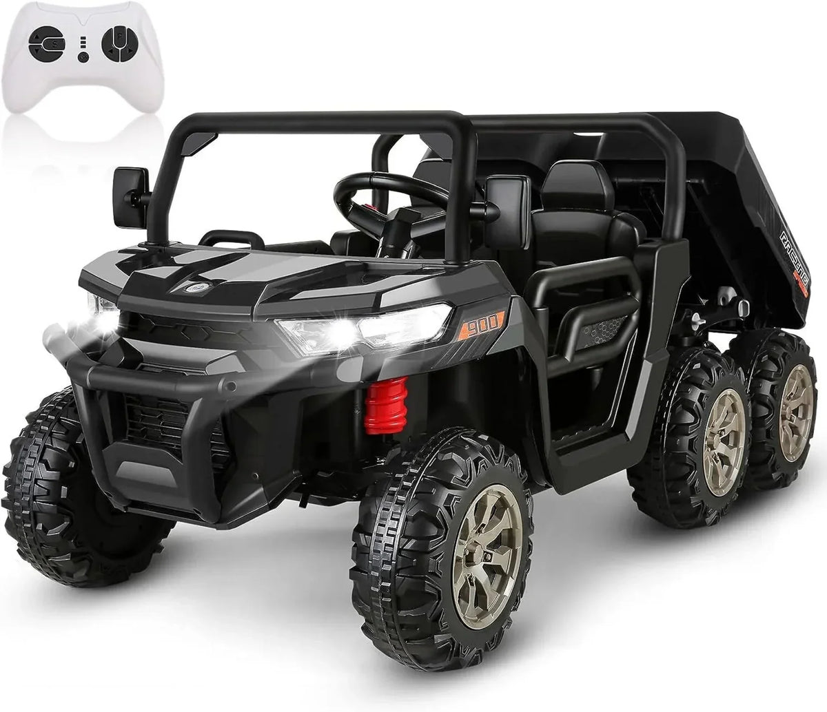 24V 6-Wheel UTV Ride-On With Dump Bed And 4WD Power