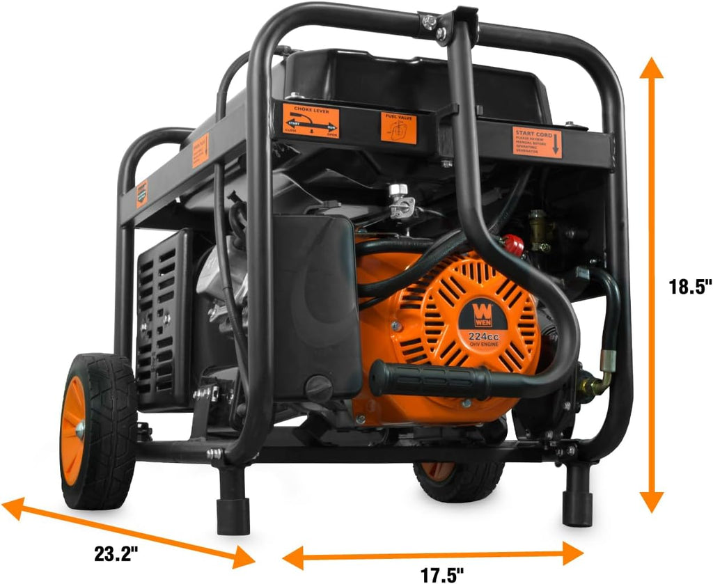 WEN Dual Fuel Portable Generator 4750-Watt 120V/240V With Wheel Kit And Electric Start - DF475T