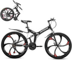 26-Inch Folding Mountain Bike, 21-Speed Dual Suspension